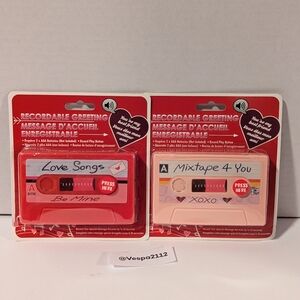 Valentines Day Mixtape Recordable Greeting Set Of 2 Red Love Songs Pink Mix Tape